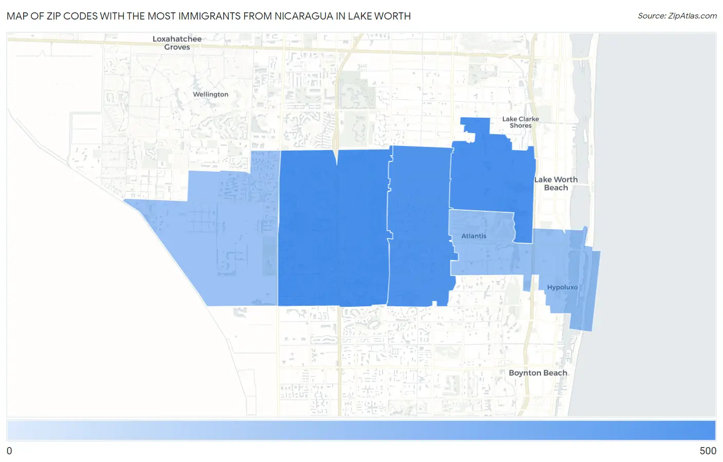 Zip Codes with the Most Immigrants from Nicaragua in Lake Worth Map