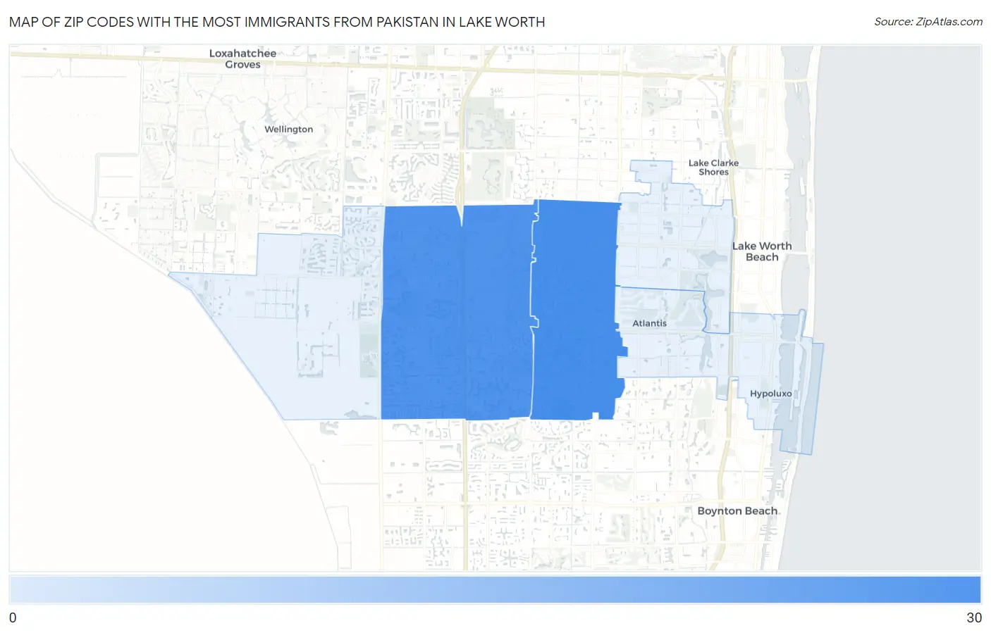 Zip Codes with the Most Immigrants from Pakistan in Lake Worth Map