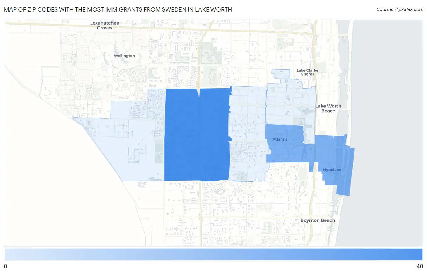 Zip Codes with the Most Immigrants from Sweden in Lake Worth Map
