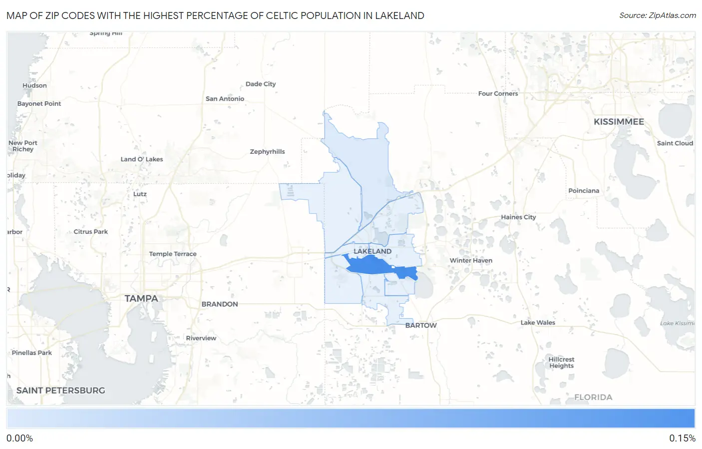 Zip Codes with the Highest Percentage of Celtic Population in Lakeland Map