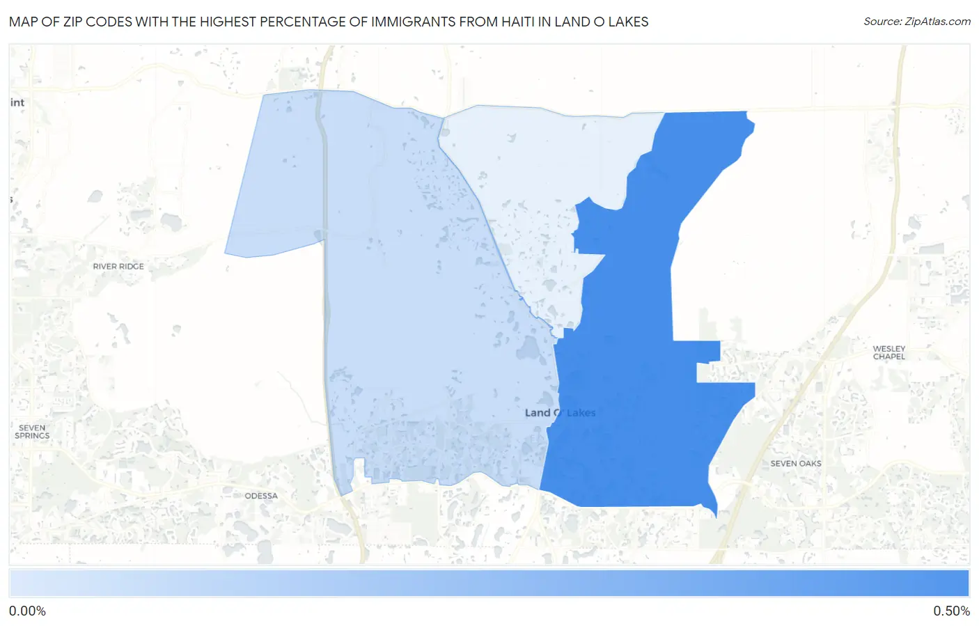 Zip Codes with the Highest Percentage of Immigrants from Haiti in Land O Lakes Map