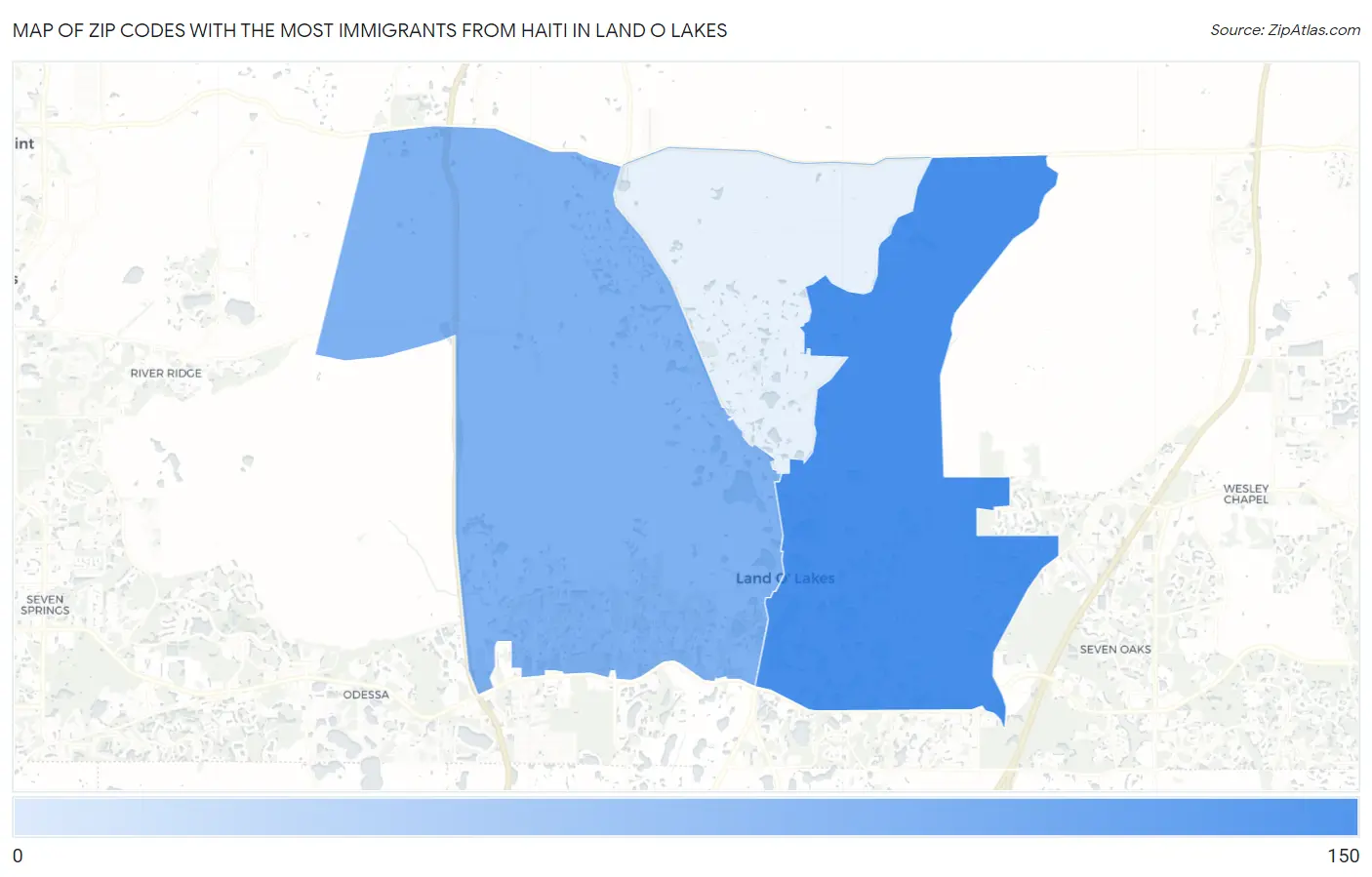 Zip Codes with the Most Immigrants from Haiti in Land O Lakes Map