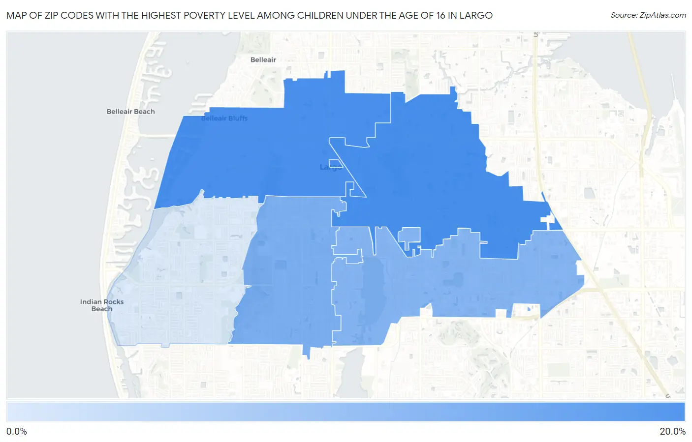 Zip Codes with the Highest Poverty Level Among Children Under the Age of 16 in Largo Map