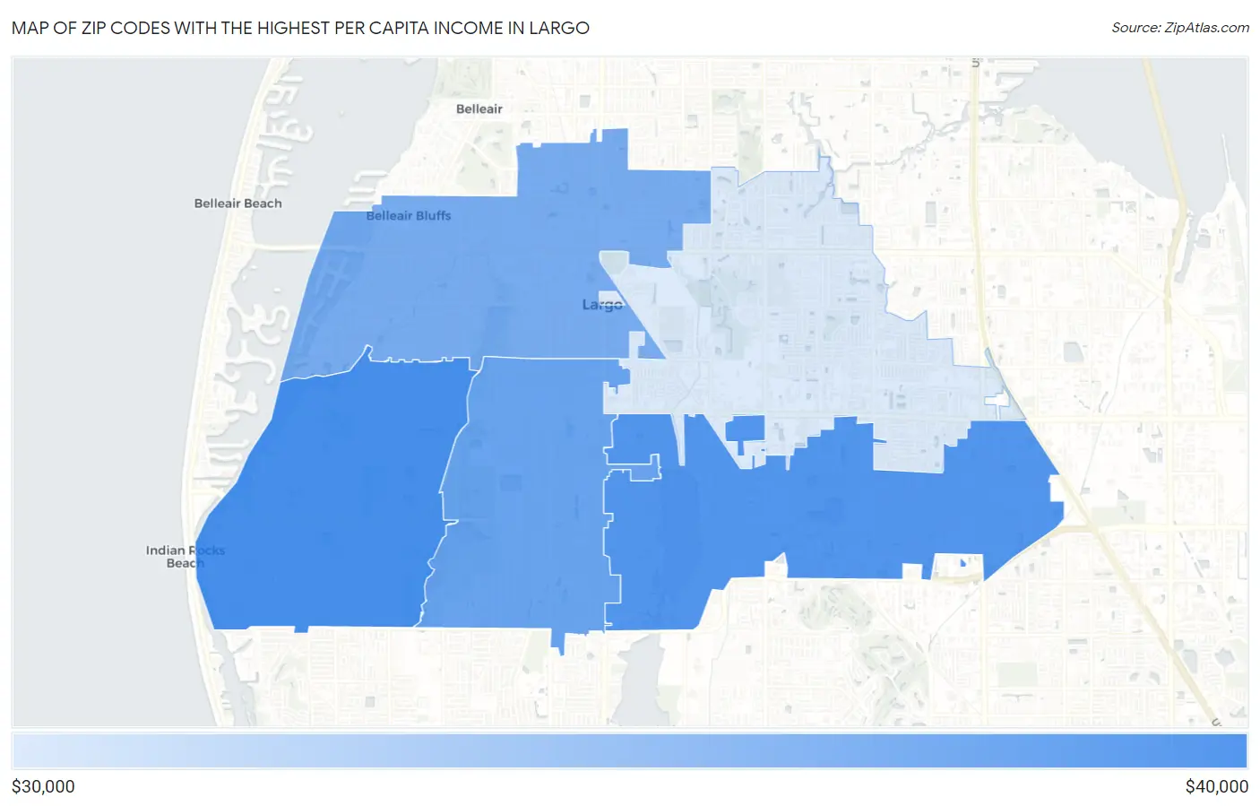 Zip Codes with the Highest Per Capita Income in Largo Map