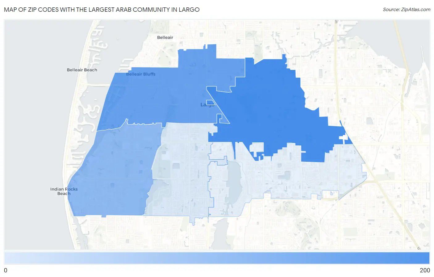 Zip Codes with the Largest Arab Community in Largo Map