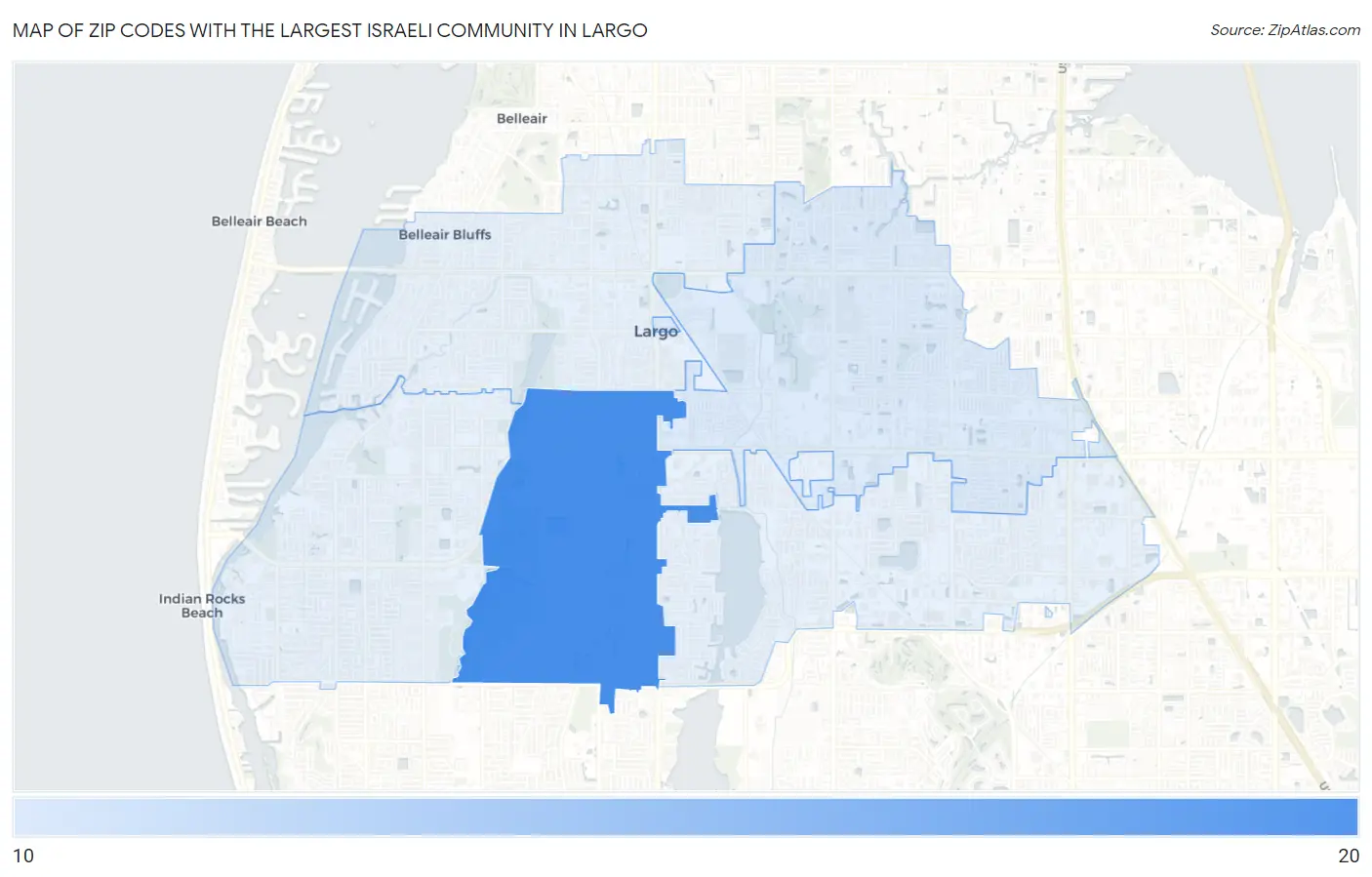 Zip Codes with the Largest Israeli Community in Largo Map