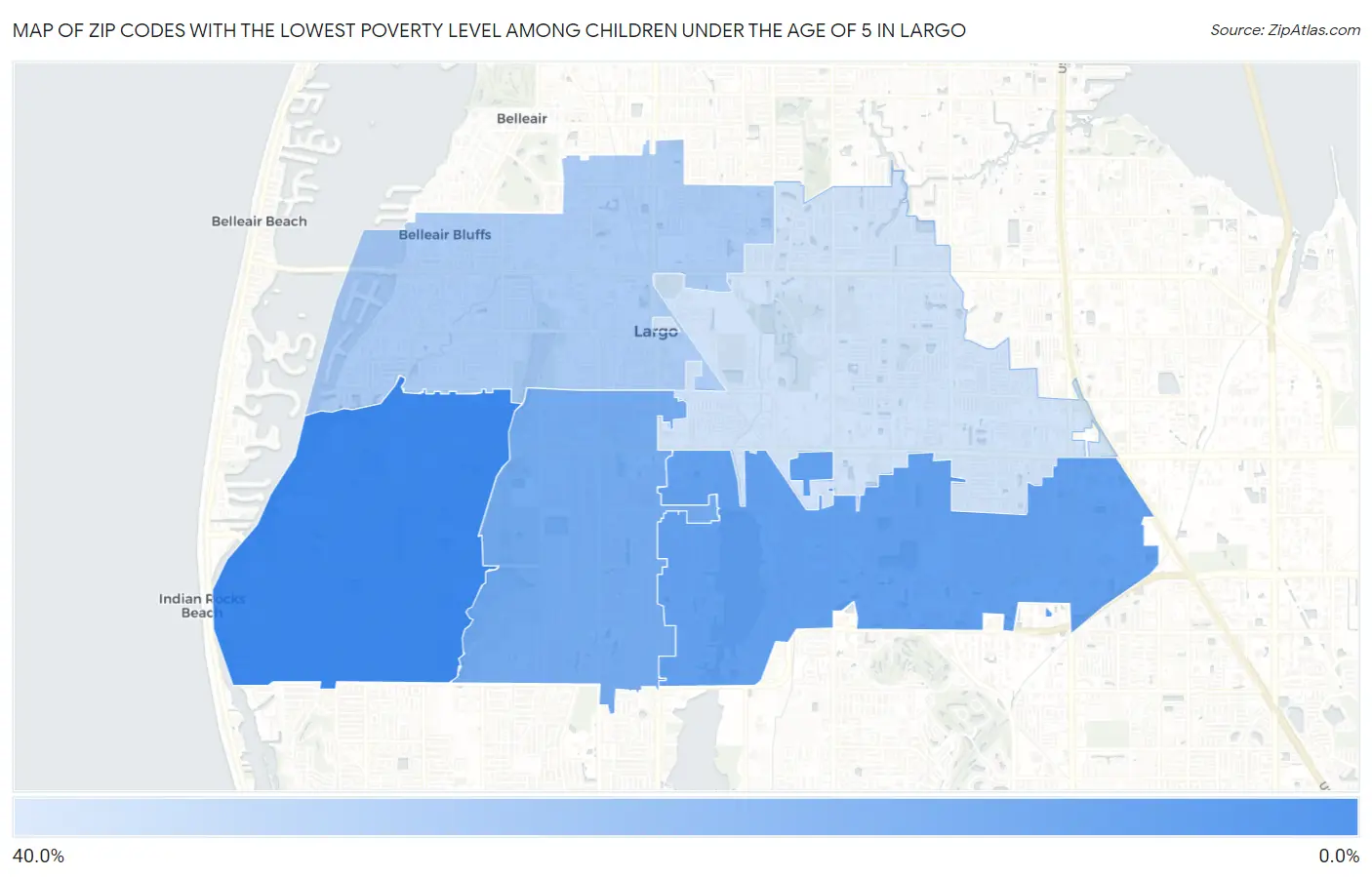 Zip Codes with the Lowest Poverty Level Among Children Under the Age of 5 in Largo Map