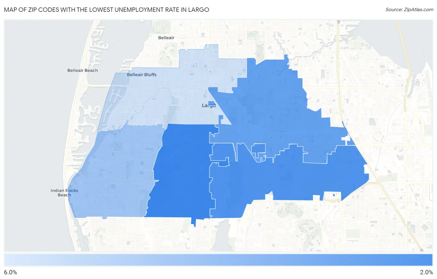 Zip Codes with the Lowest Unemployment Rate in Largo Map