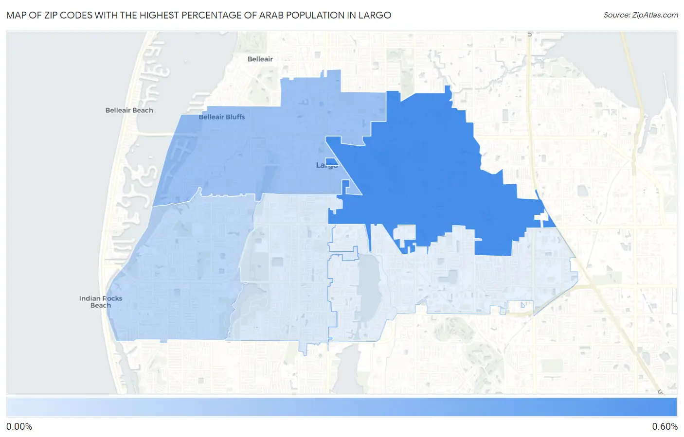 Zip Codes with the Highest Percentage of Arab Population in Largo Map