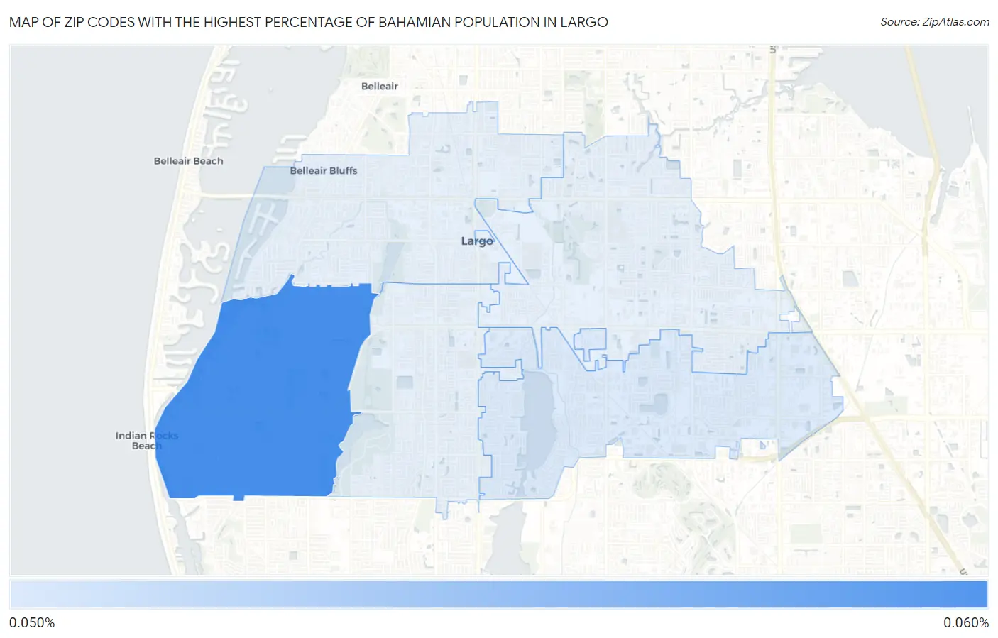 Zip Codes with the Highest Percentage of Bahamian Population in Largo Map