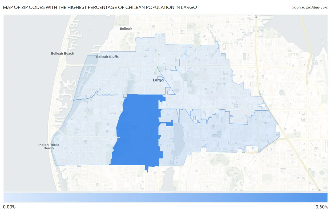 Zip Codes with the Highest Percentage of Chilean Population in Largo Map