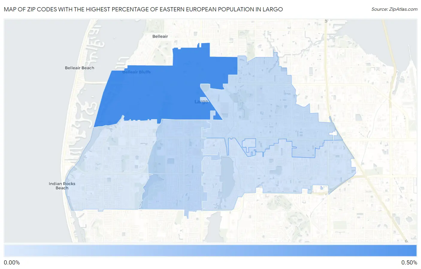 Zip Codes with the Highest Percentage of Eastern European Population in Largo Map