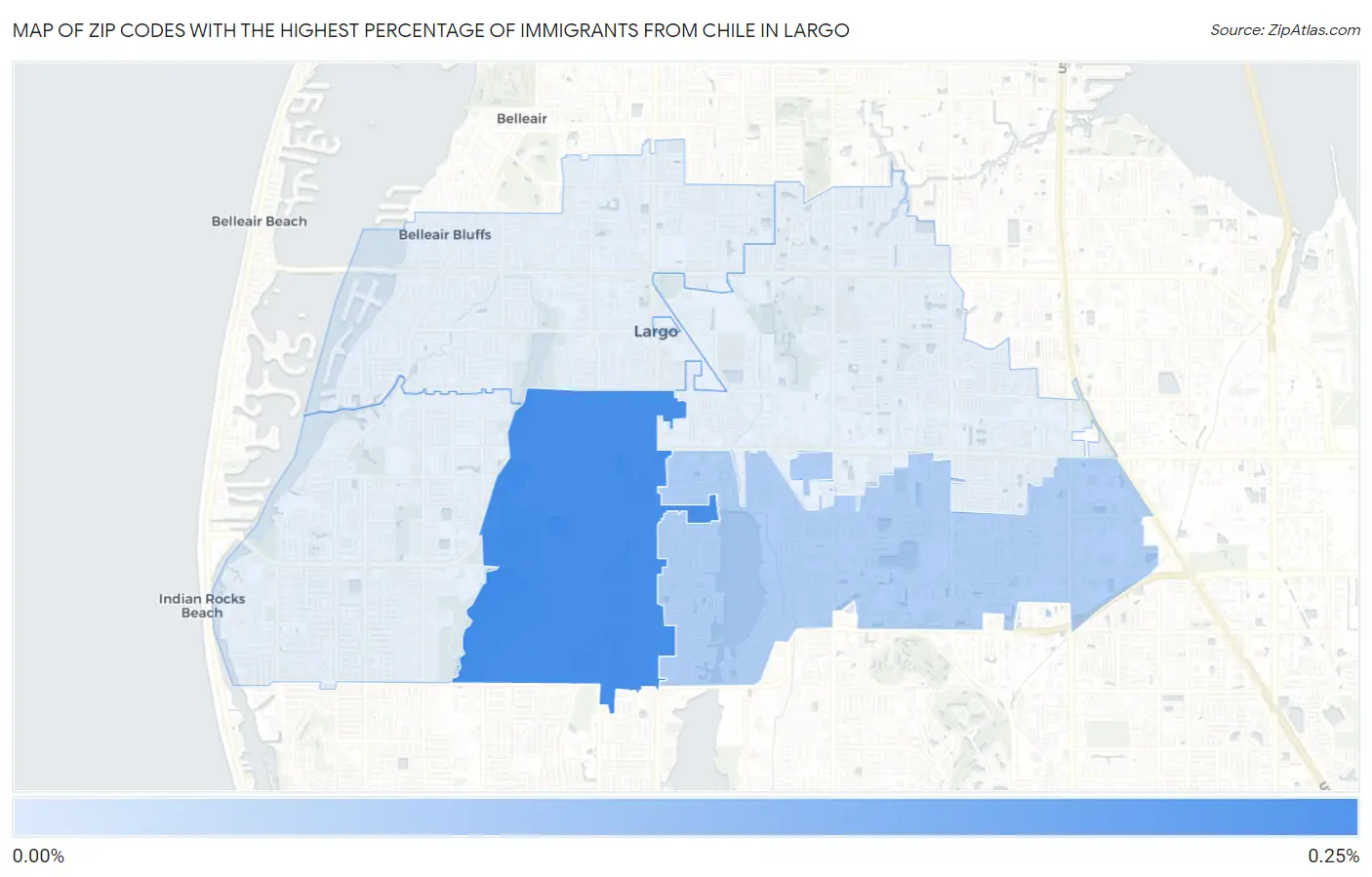 Zip Codes with the Highest Percentage of Immigrants from Chile in Largo Map