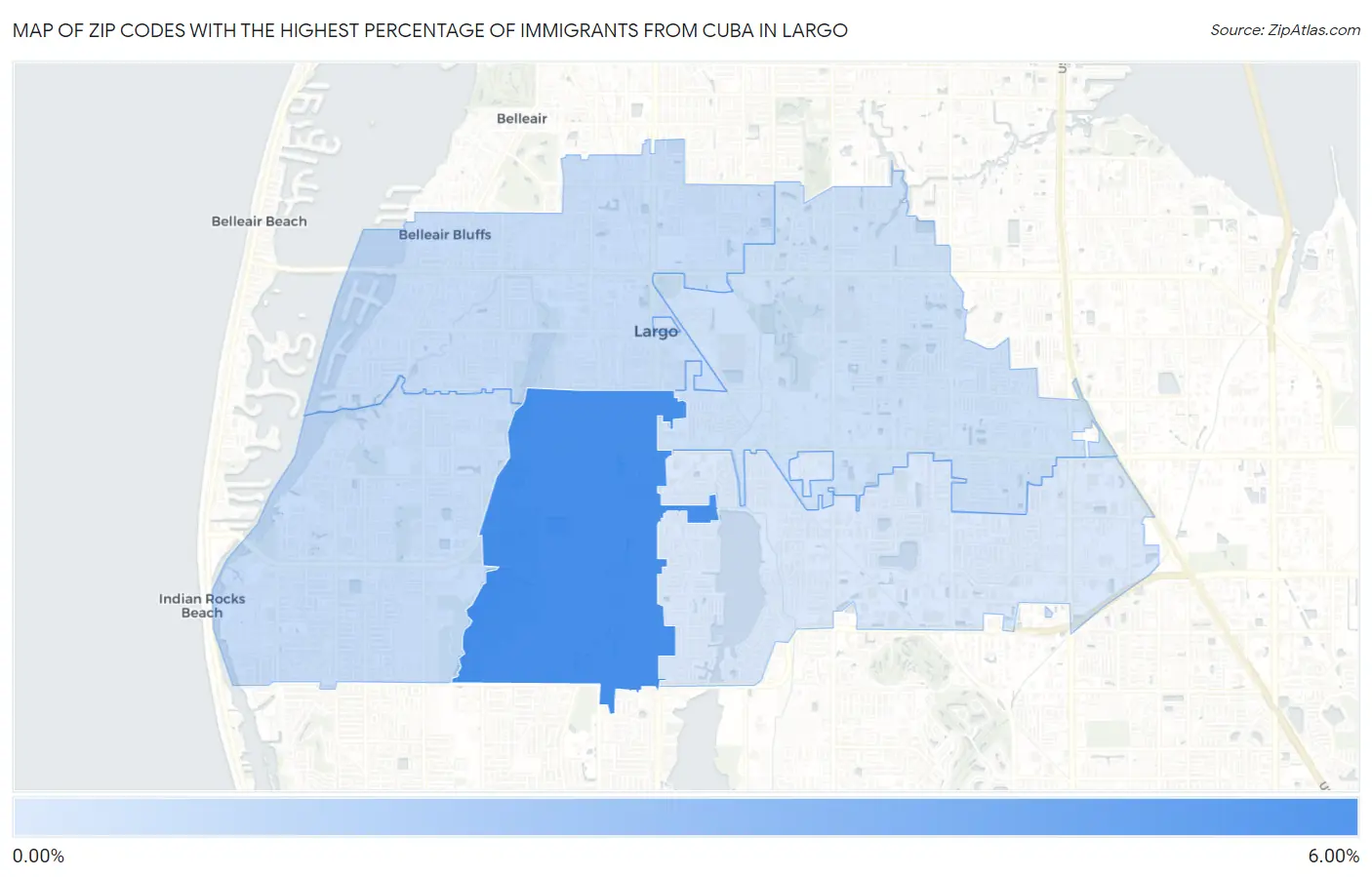 Zip Codes with the Highest Percentage of Immigrants from Cuba in Largo Map