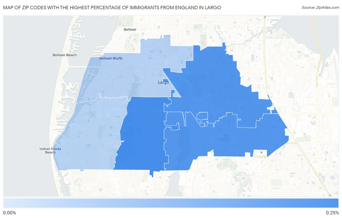 Zip Codes with the Highest Percentage of Immigrants from England in Largo Map