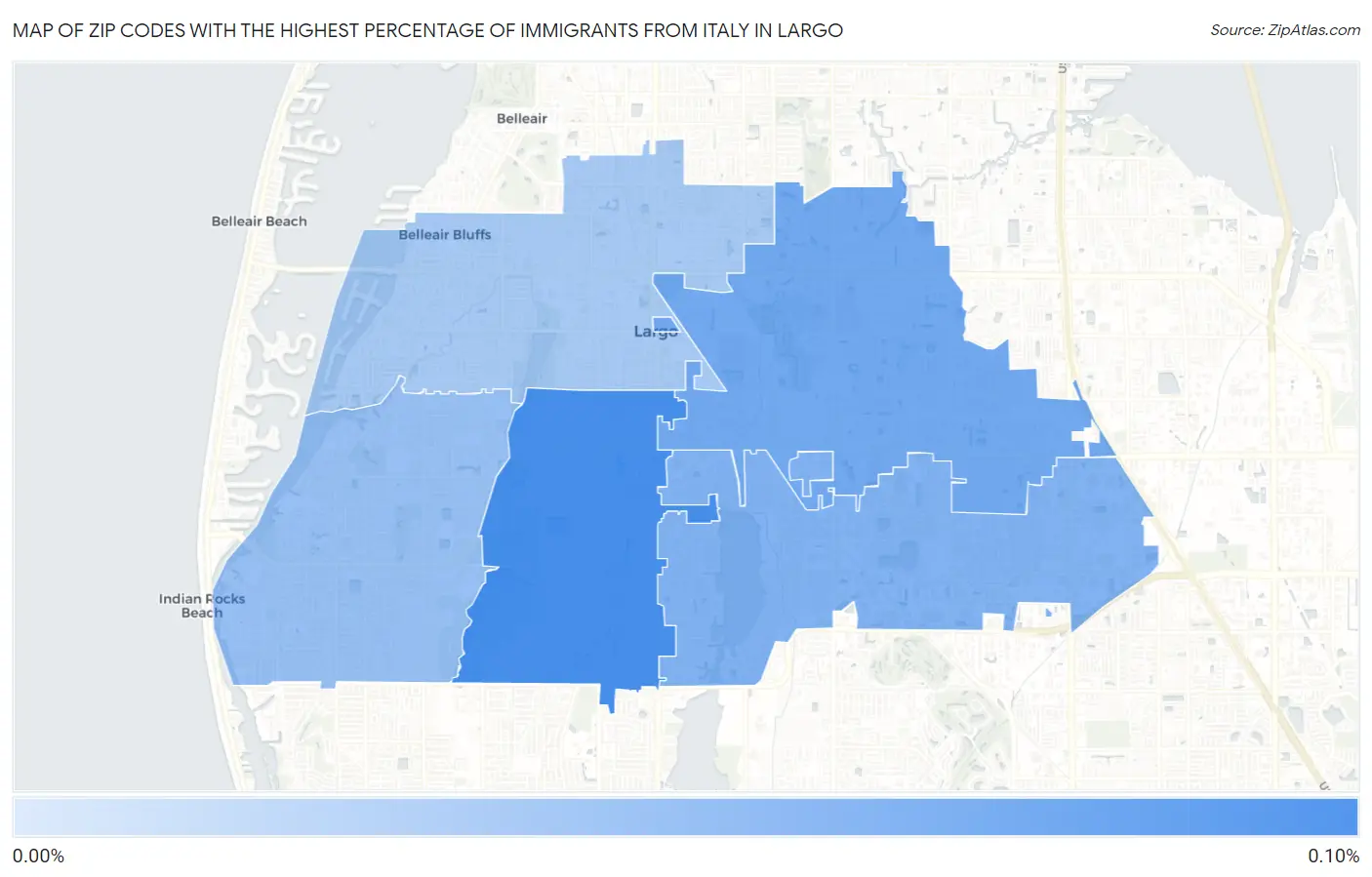 Zip Codes with the Highest Percentage of Immigrants from Italy in Largo Map