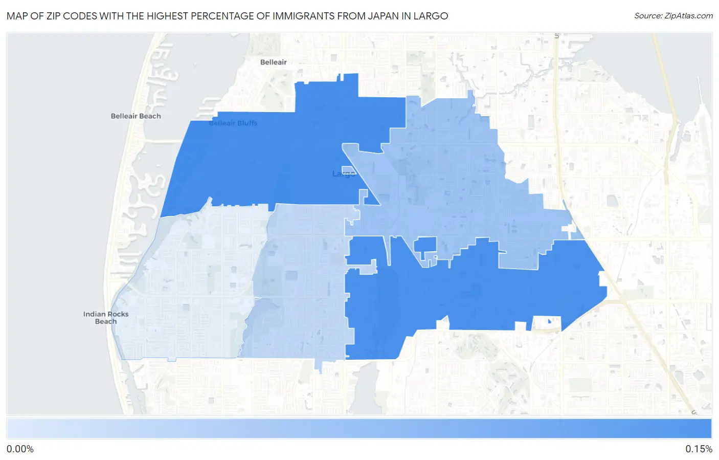 Zip Codes with the Highest Percentage of Immigrants from Japan in Largo Map