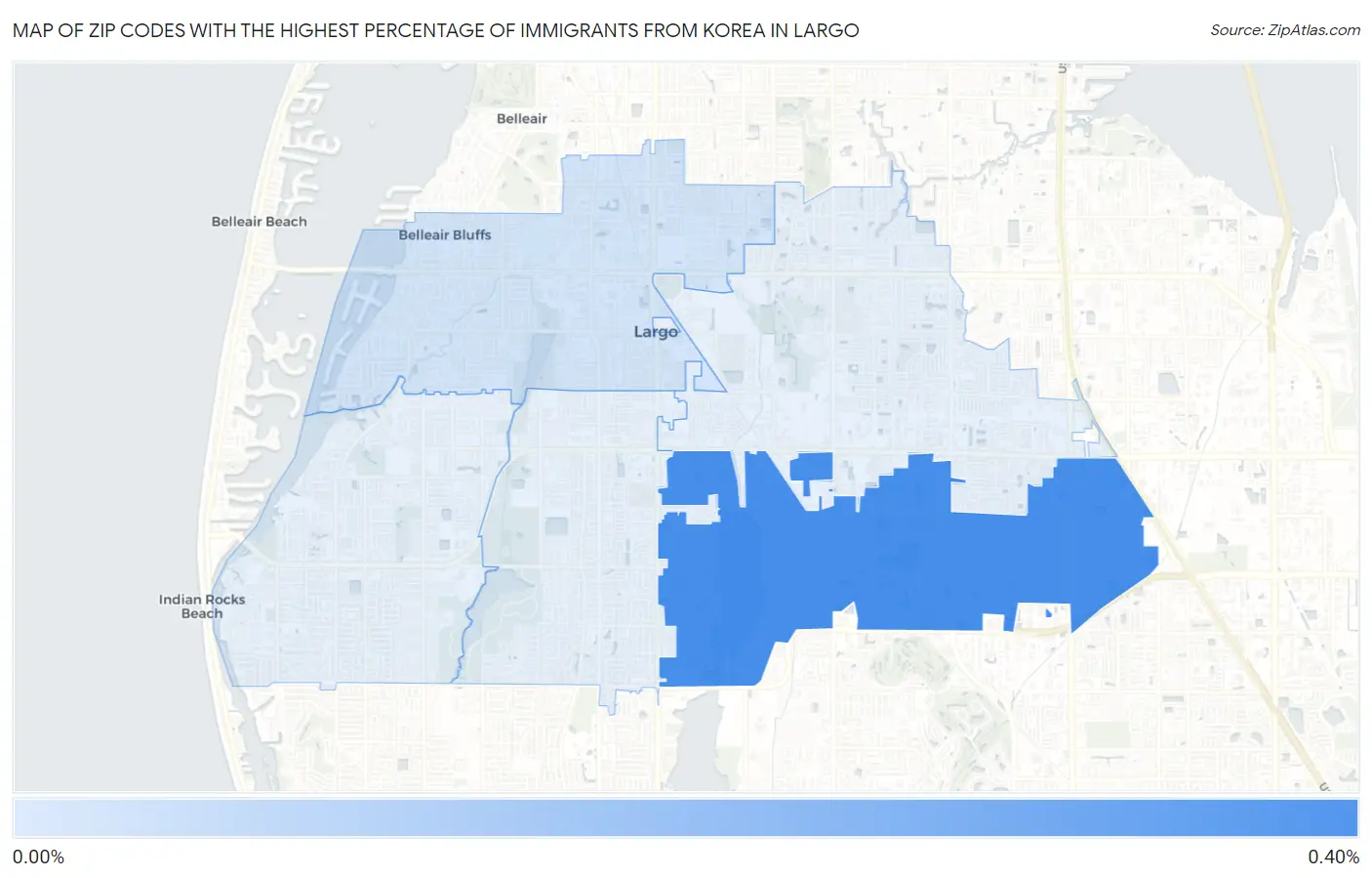 Zip Codes with the Highest Percentage of Immigrants from Korea in Largo Map