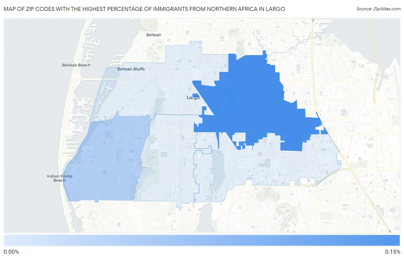 Zip Codes with the Highest Percentage of Immigrants from Northern Africa in Largo Map