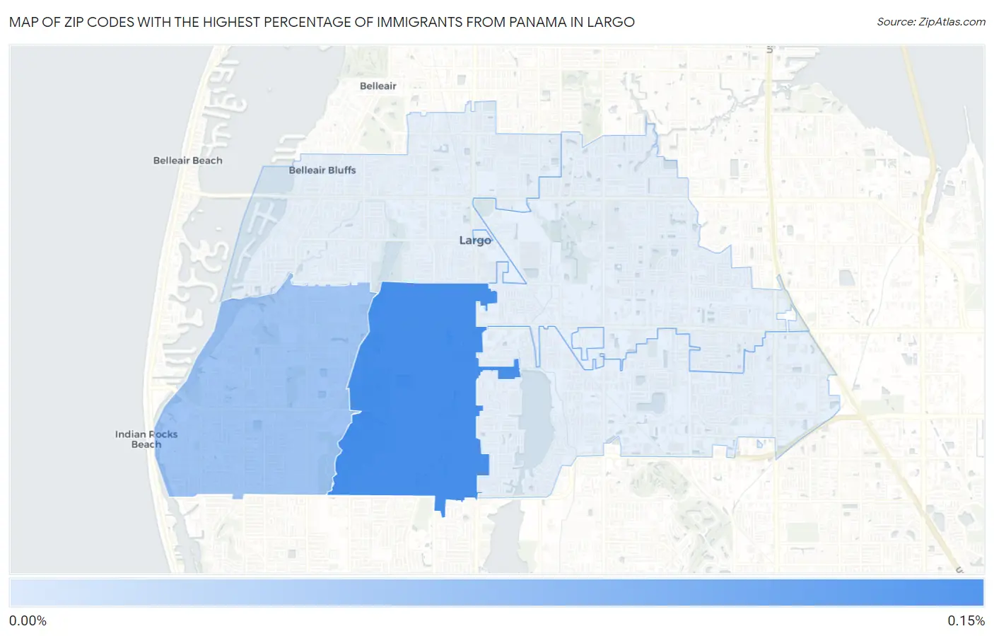 Zip Codes with the Highest Percentage of Immigrants from Panama in Largo Map