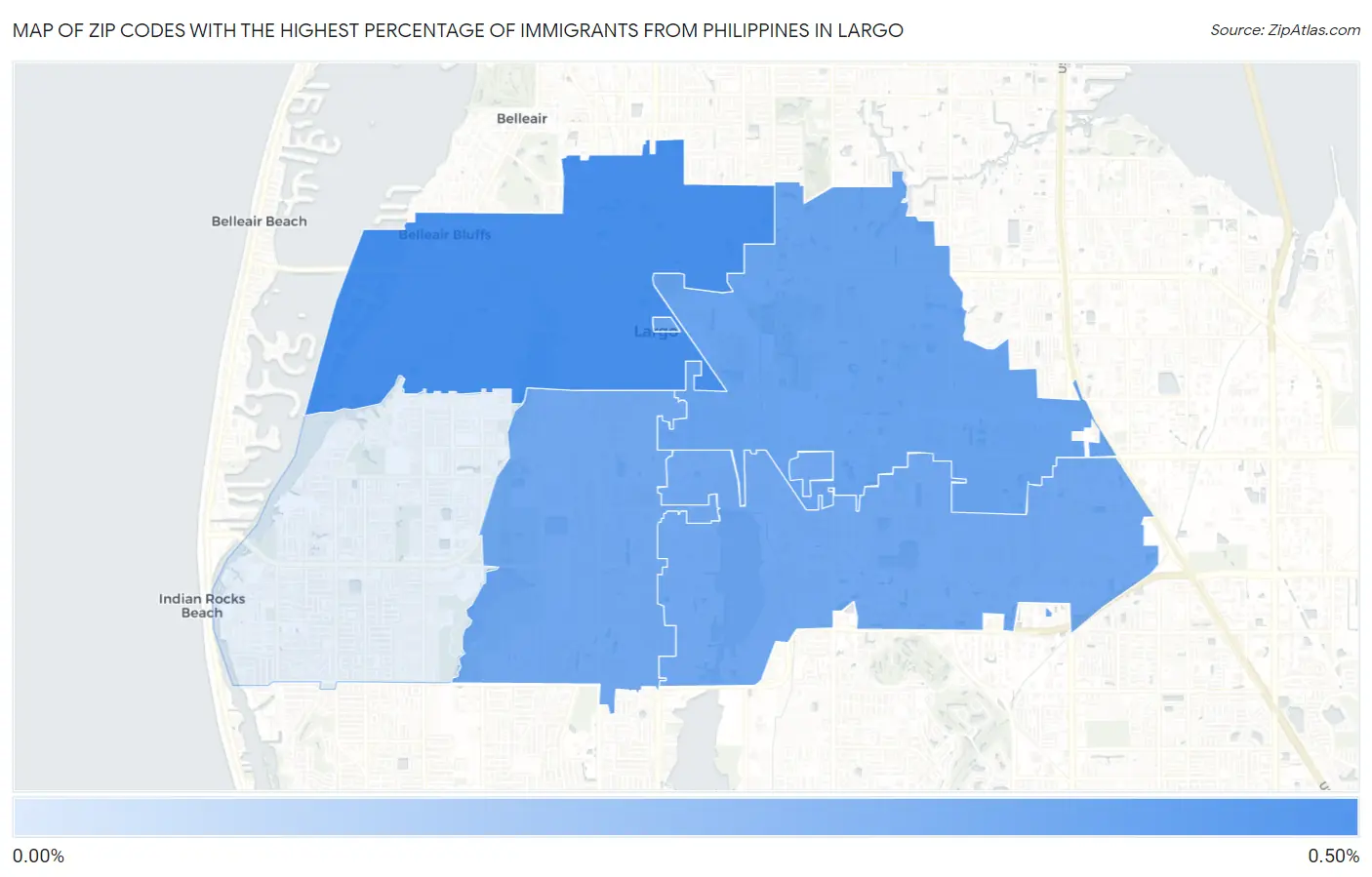 Zip Codes with the Highest Percentage of Immigrants from Philippines in Largo Map