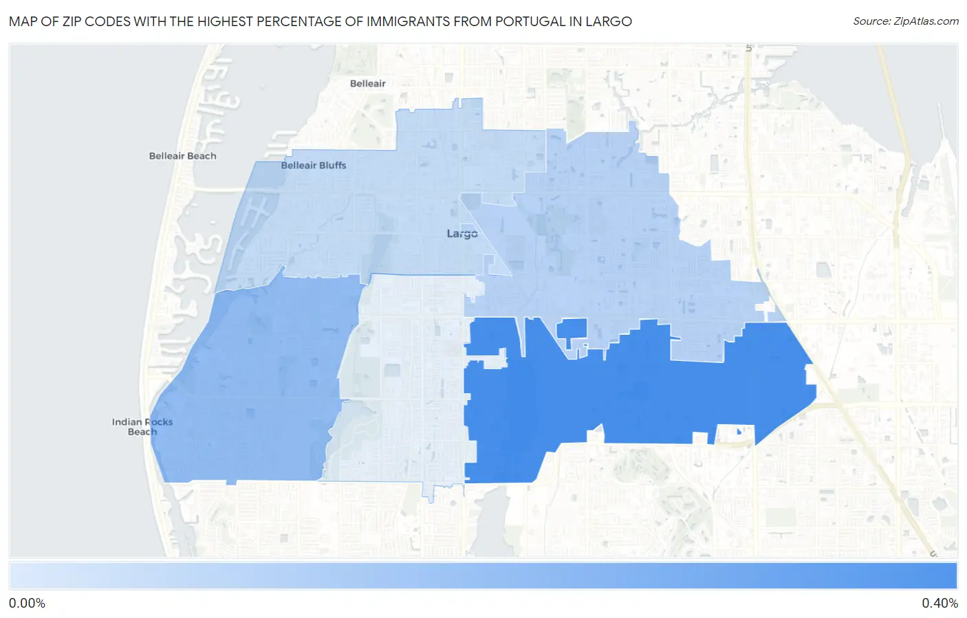 Zip Codes with the Highest Percentage of Immigrants from Portugal in Largo Map