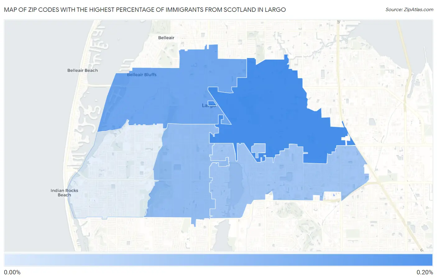 Zip Codes with the Highest Percentage of Immigrants from Scotland in Largo Map