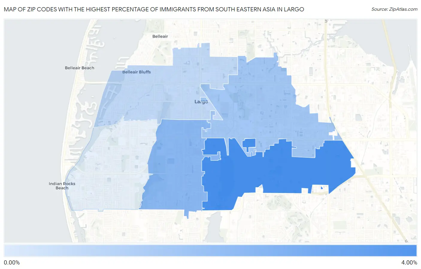 Zip Codes with the Highest Percentage of Immigrants from South Eastern Asia in Largo Map
