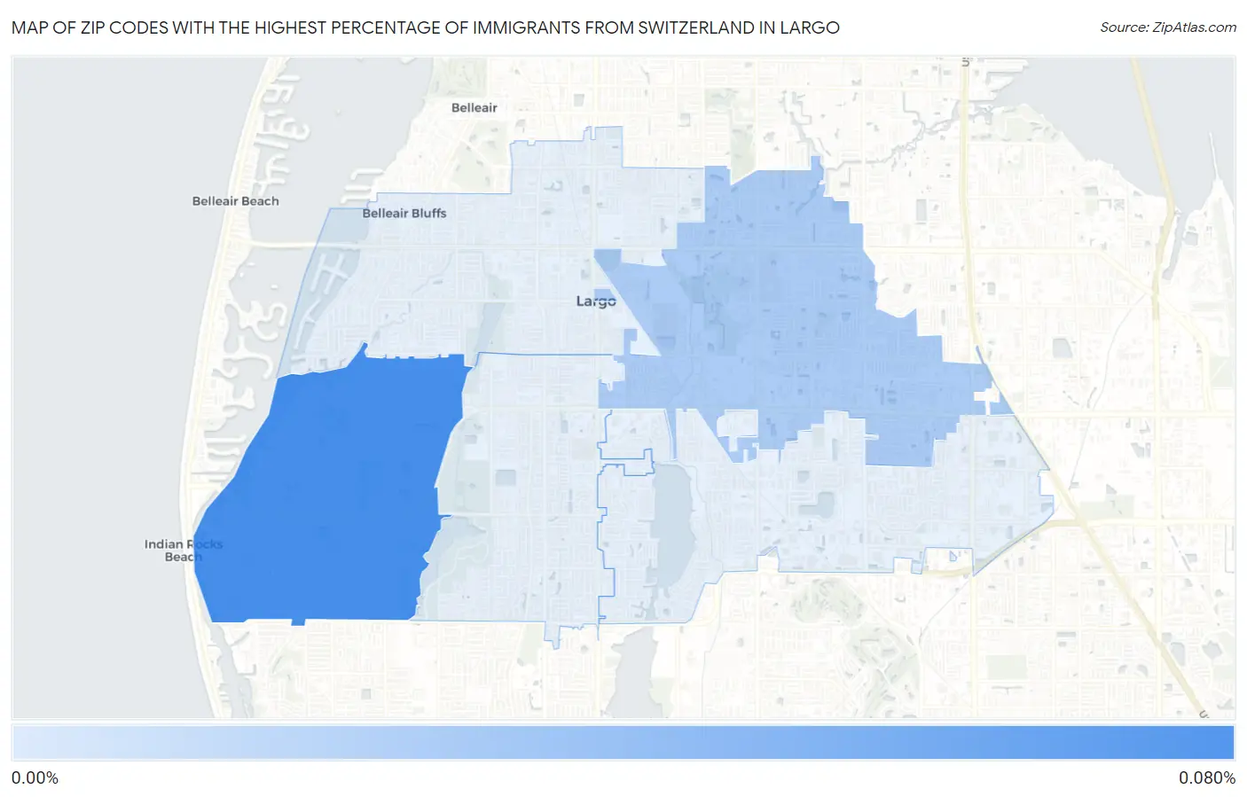 Zip Codes with the Highest Percentage of Immigrants from Switzerland in Largo Map