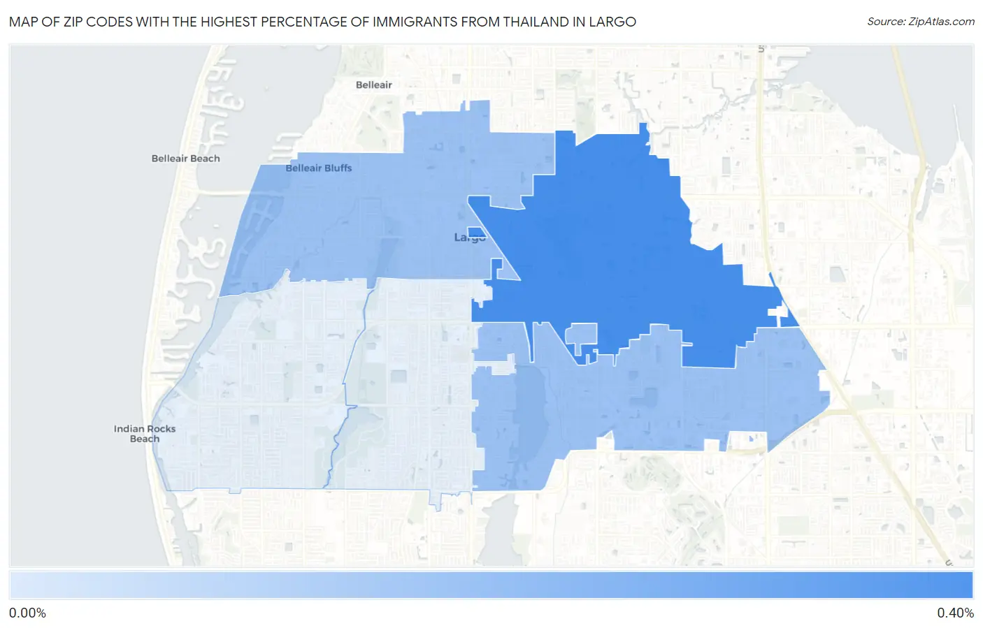 Zip Codes with the Highest Percentage of Immigrants from Thailand in Largo Map