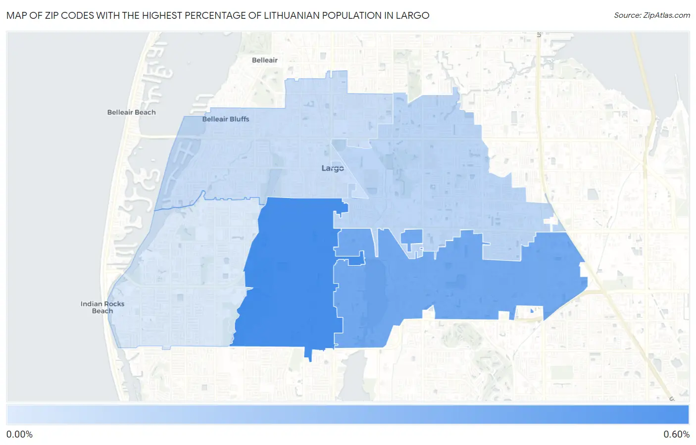 Zip Codes with the Highest Percentage of Lithuanian Population in Largo Map