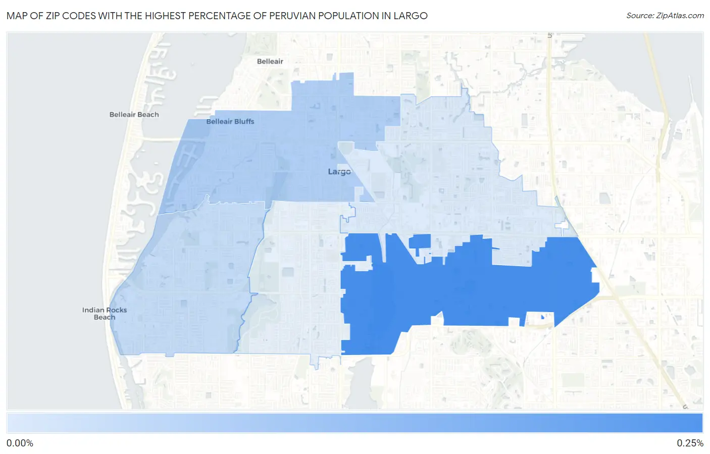 Zip Codes with the Highest Percentage of Peruvian Population in Largo Map