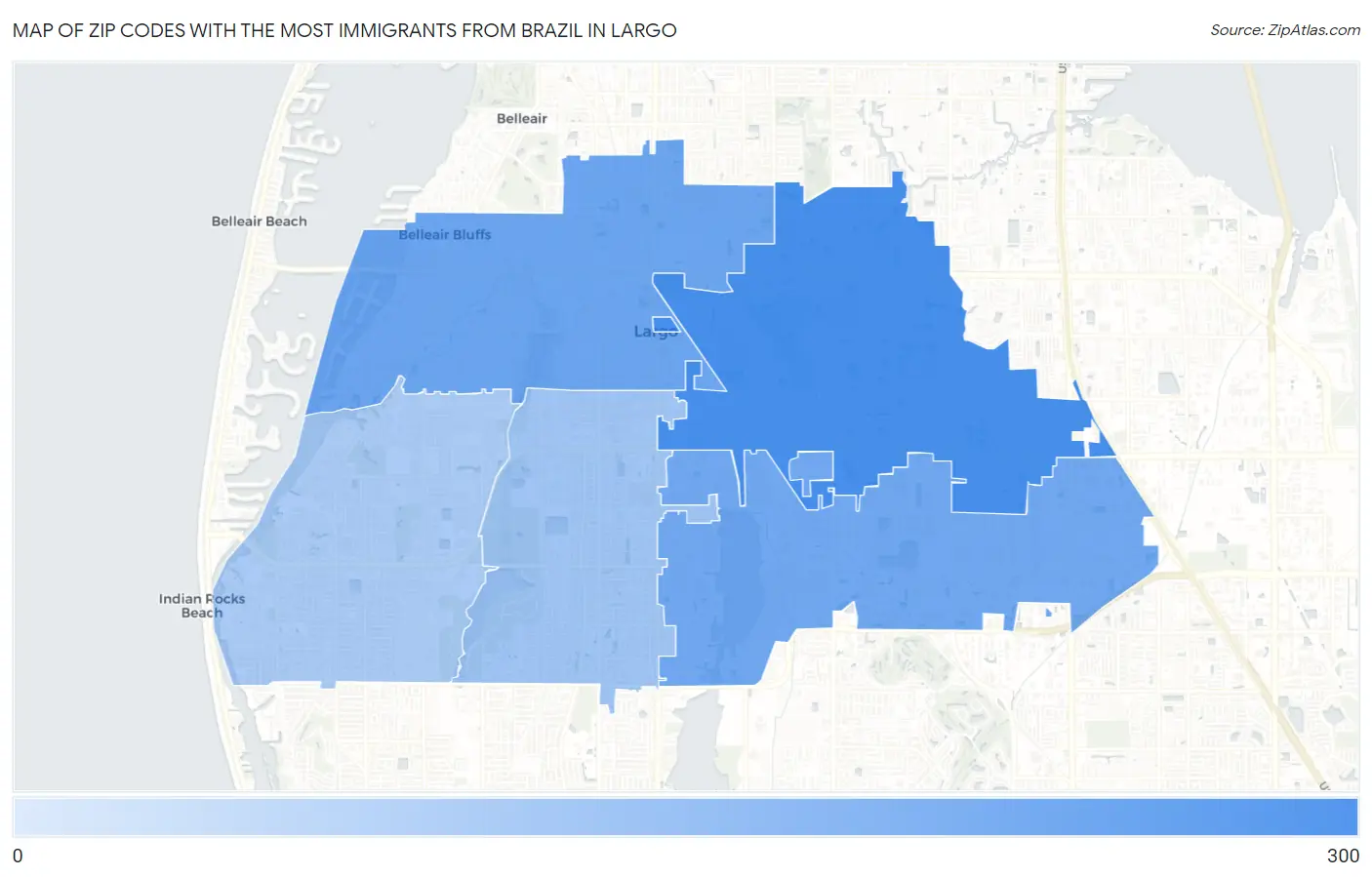 Zip Codes with the Most Immigrants from Brazil in Largo Map