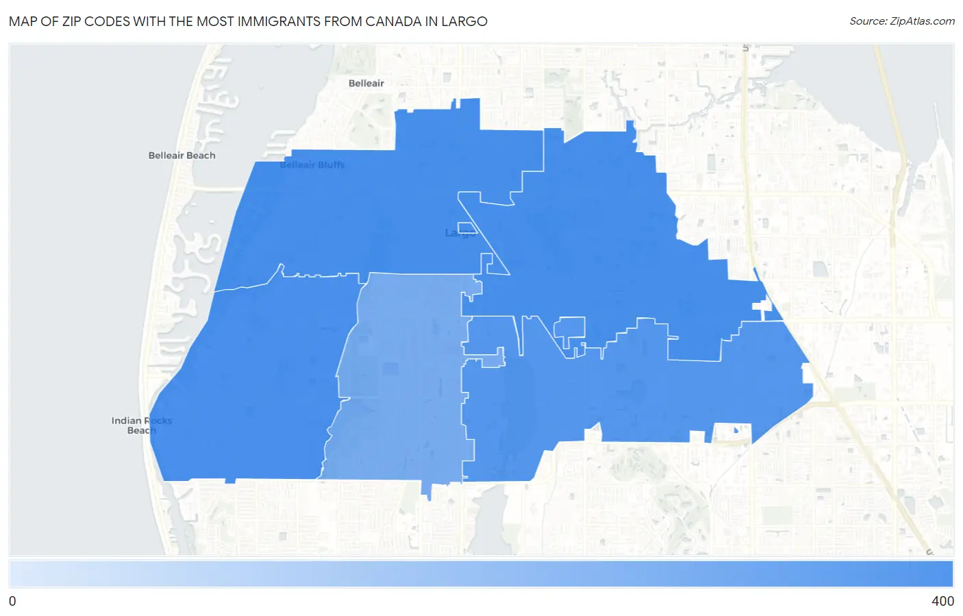 Zip Codes with the Most Immigrants from Canada in Largo Map