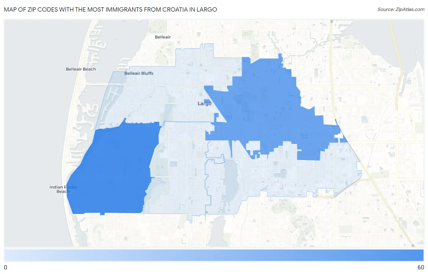 Zip Codes with the Most Immigrants from Croatia in Largo Map