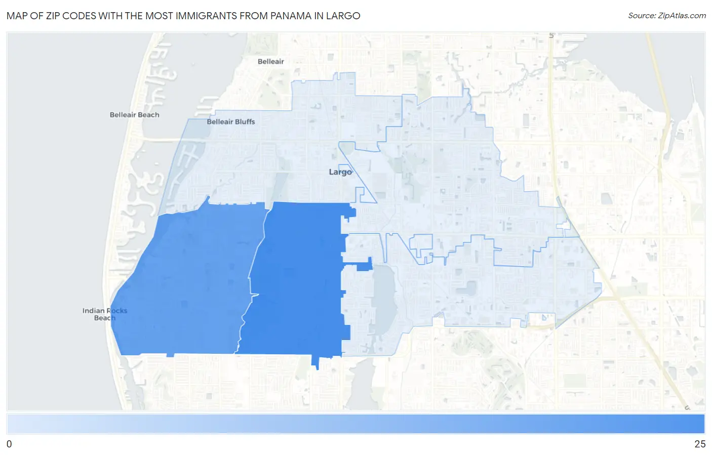 Zip Codes with the Most Immigrants from Panama in Largo Map