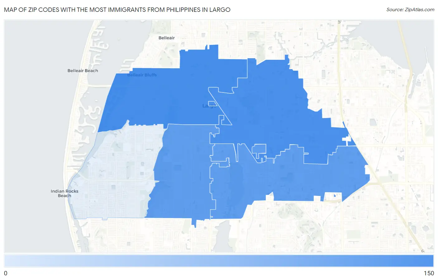 Zip Codes with the Most Immigrants from Philippines in Largo Map