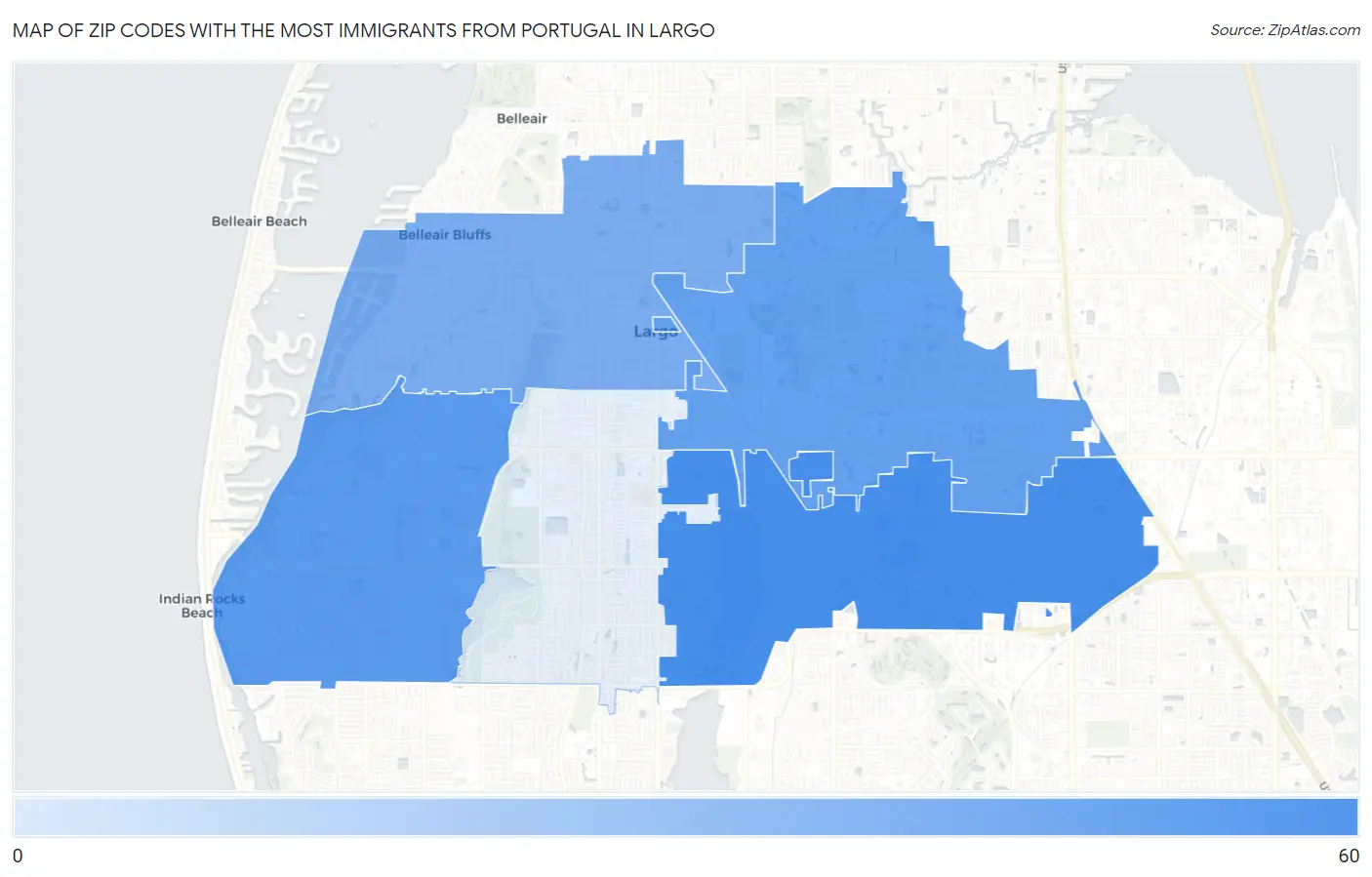 Zip Codes with the Most Immigrants from Portugal in Largo Map
