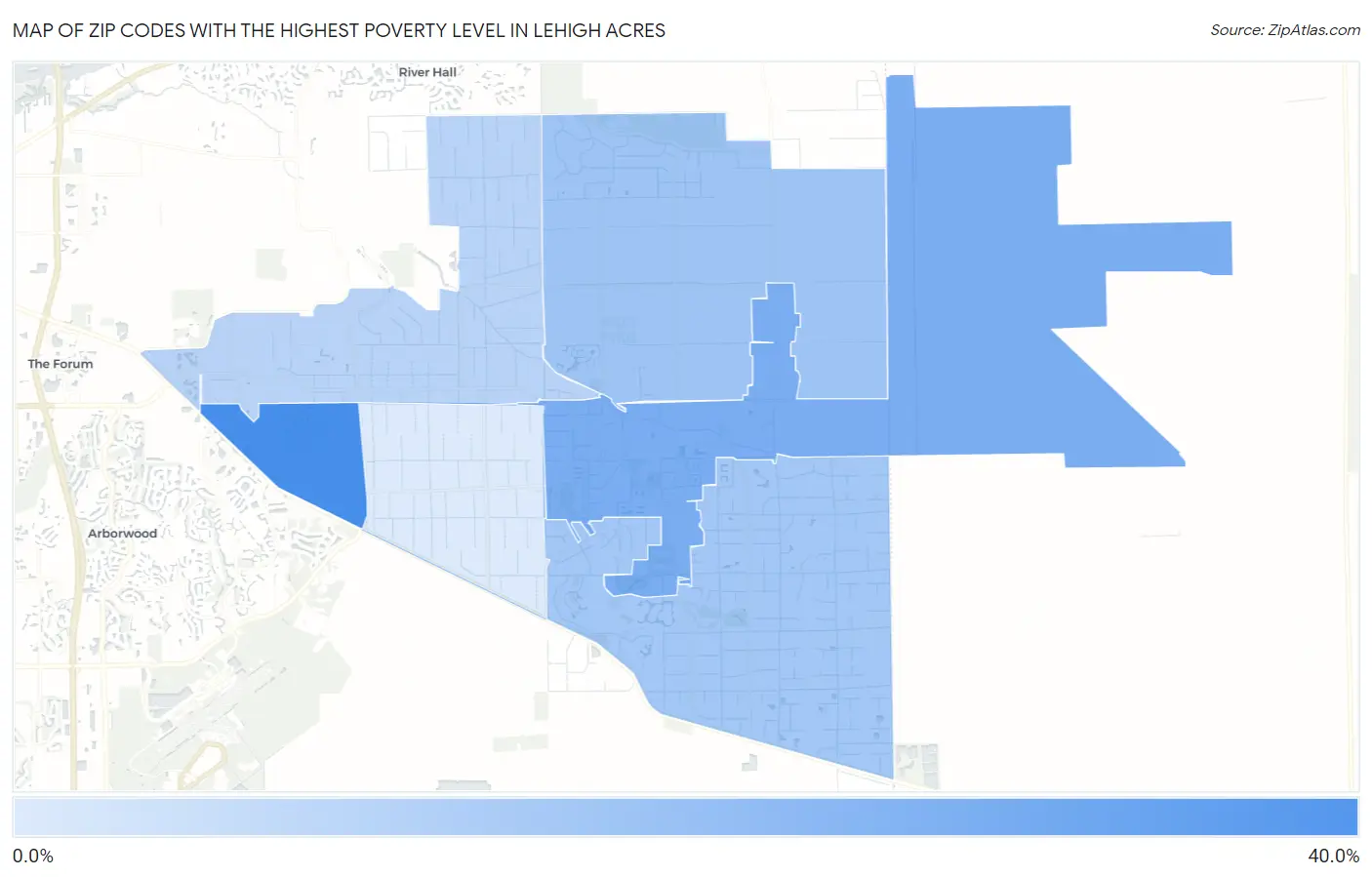 Zip Codes with the Highest Poverty Level in Lehigh Acres Map