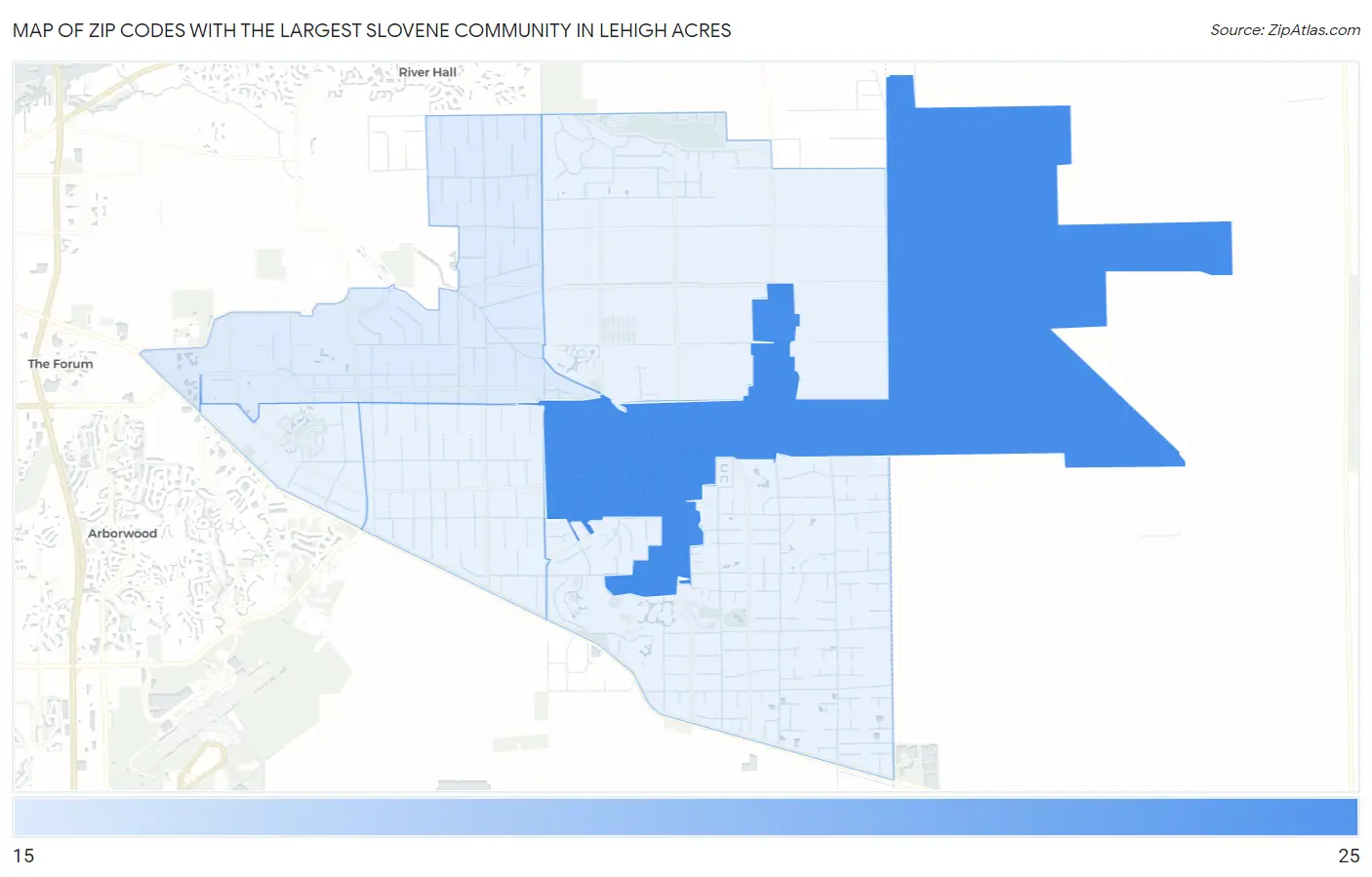 Zip Codes with the Largest Slovene Community in Lehigh Acres Map