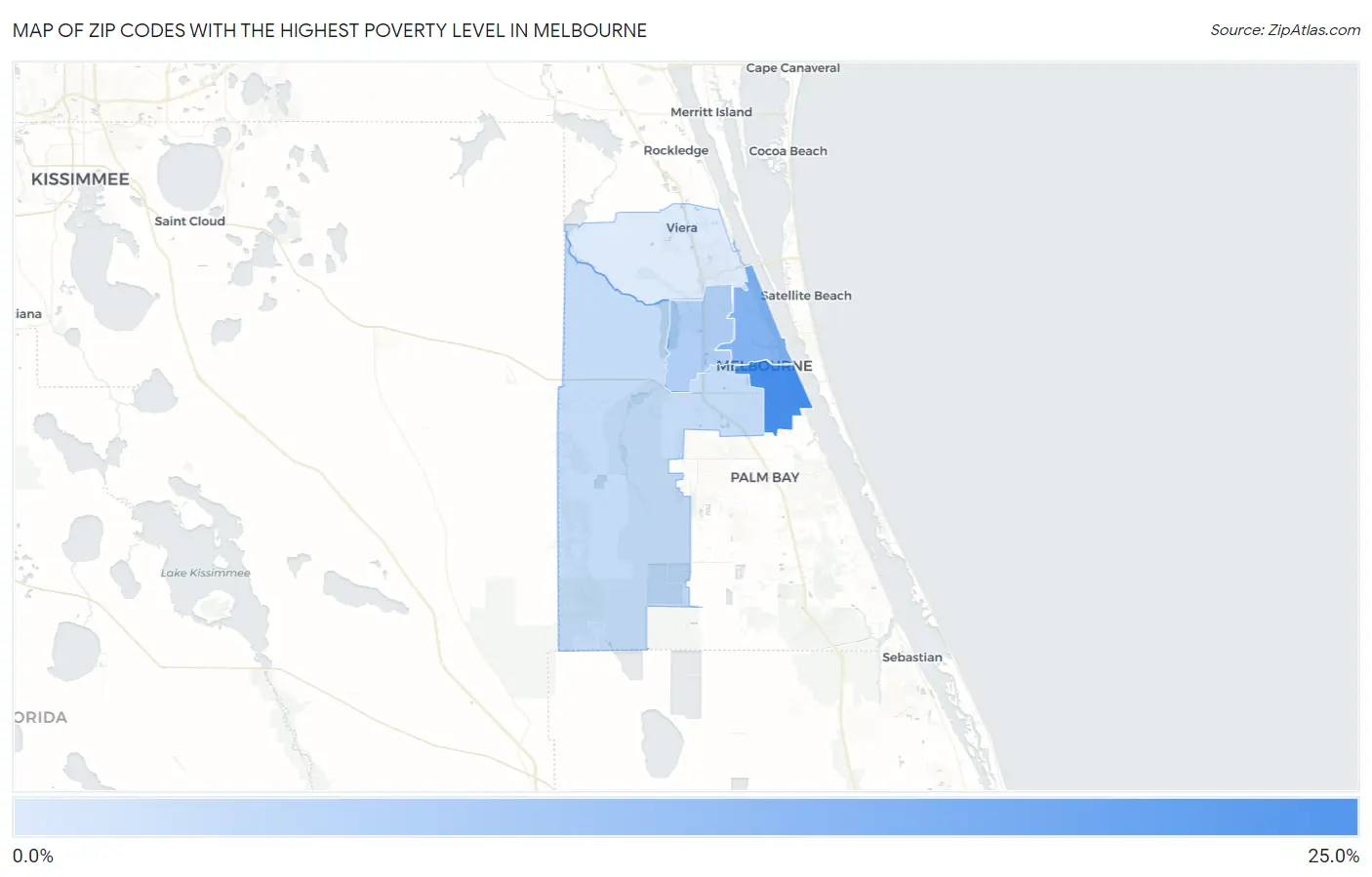 Zip Codes with the Highest Poverty Level in Melbourne Map