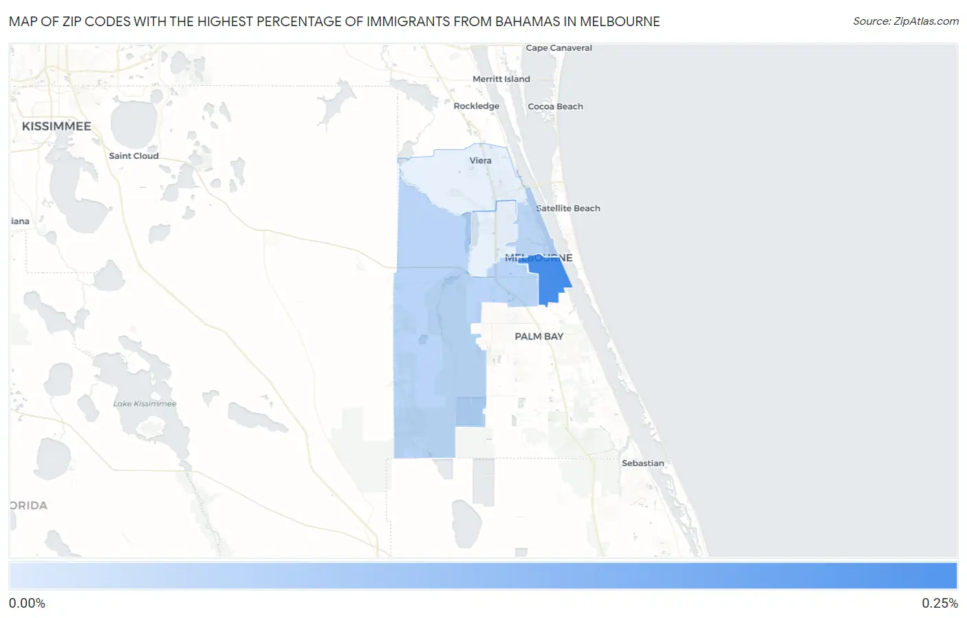 Zip Codes with the Highest Percentage of Immigrants from Bahamas in Melbourne Map