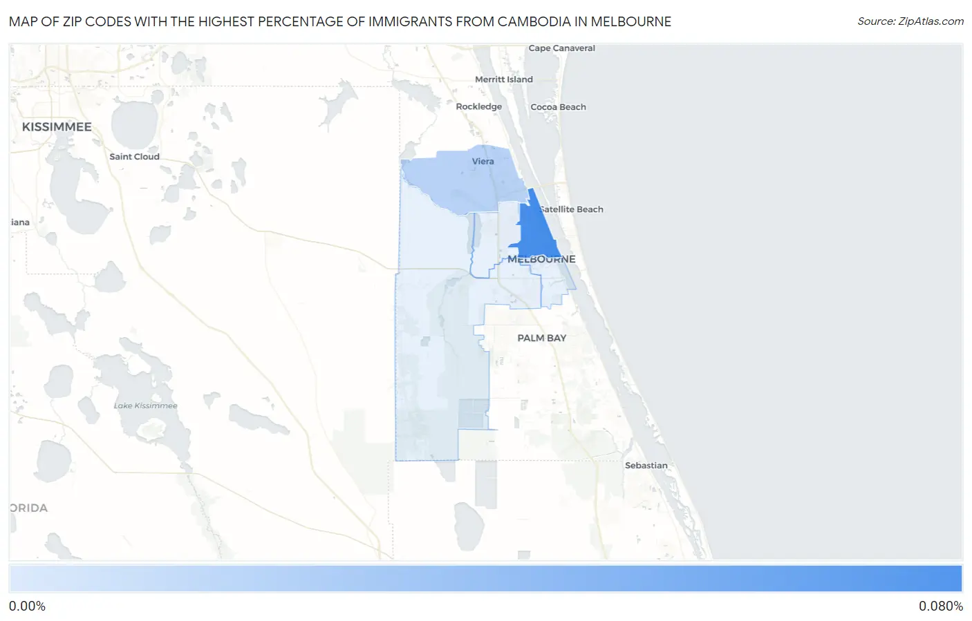 Zip Codes with the Highest Percentage of Immigrants from Cambodia in Melbourne Map
