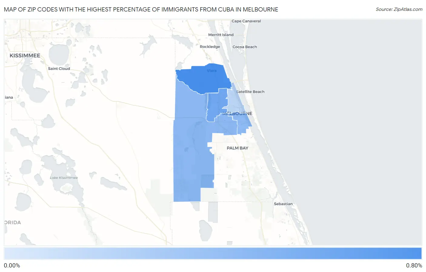 Zip Codes with the Highest Percentage of Immigrants from Cuba in Melbourne Map