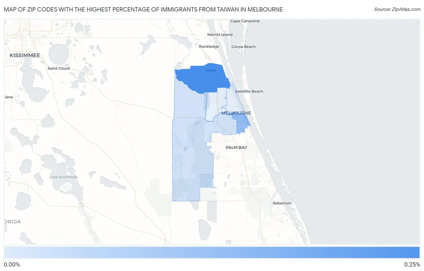 Zip Codes with the Highest Percentage of Immigrants from Taiwan in Melbourne Map