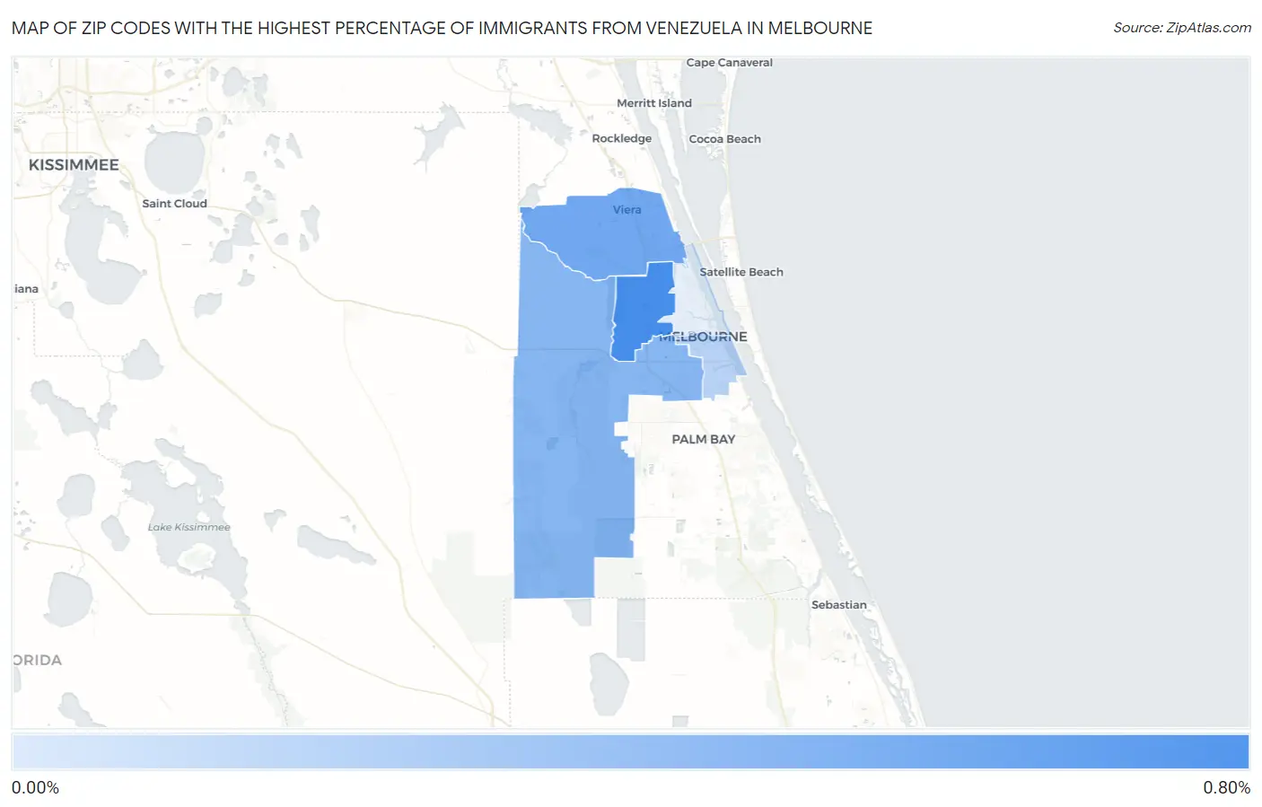 Zip Codes with the Highest Percentage of Immigrants from Venezuela in Melbourne Map