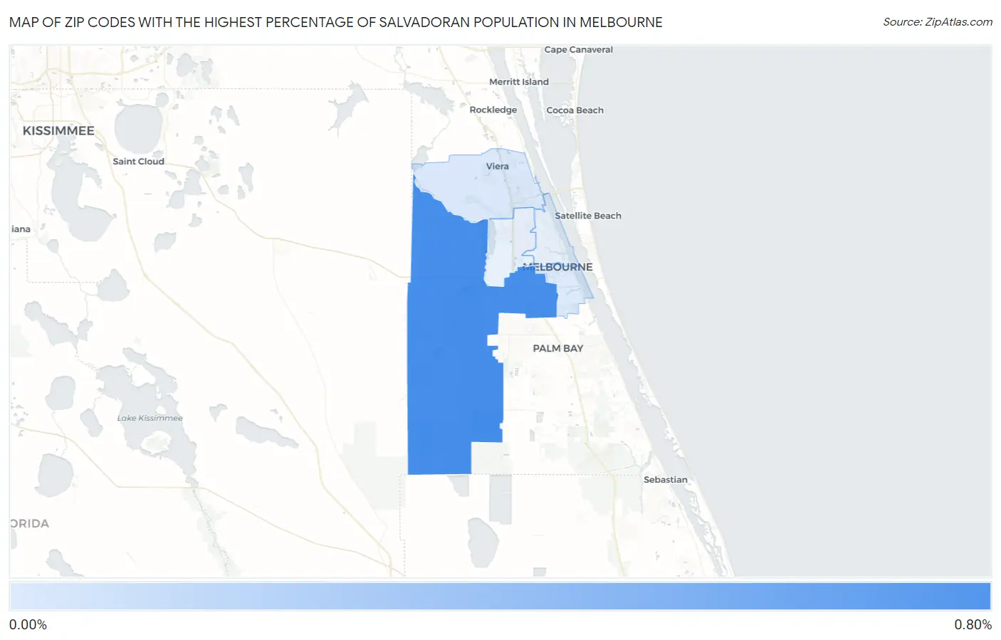Zip Codes with the Highest Percentage of Salvadoran Population in Melbourne Map