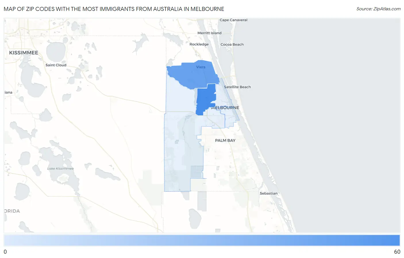 Zip Codes with the Most Immigrants from Australia in Melbourne Map