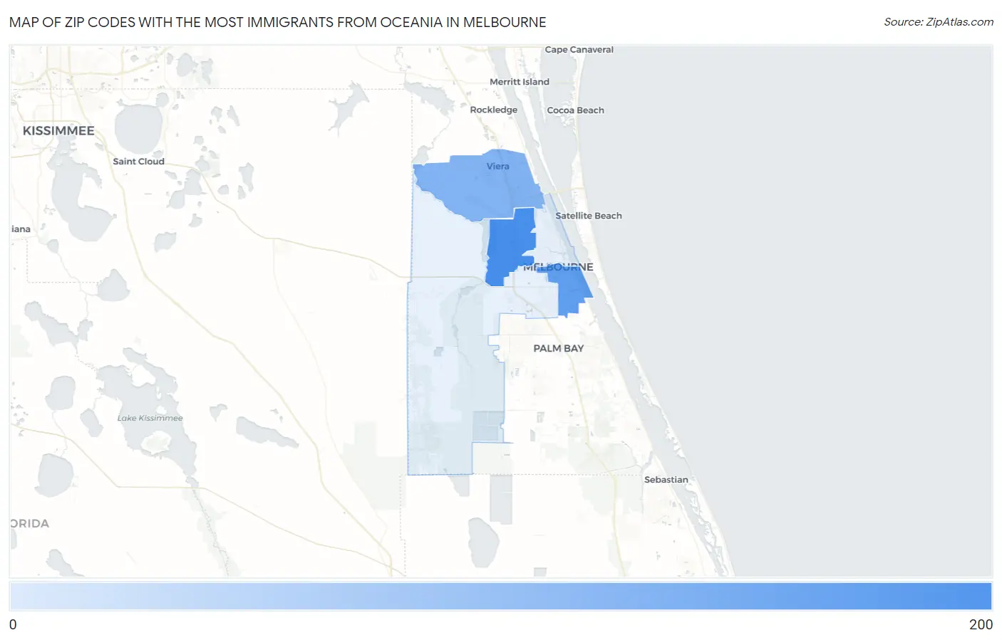 Zip Codes with the Most Immigrants from Oceania in Melbourne Map