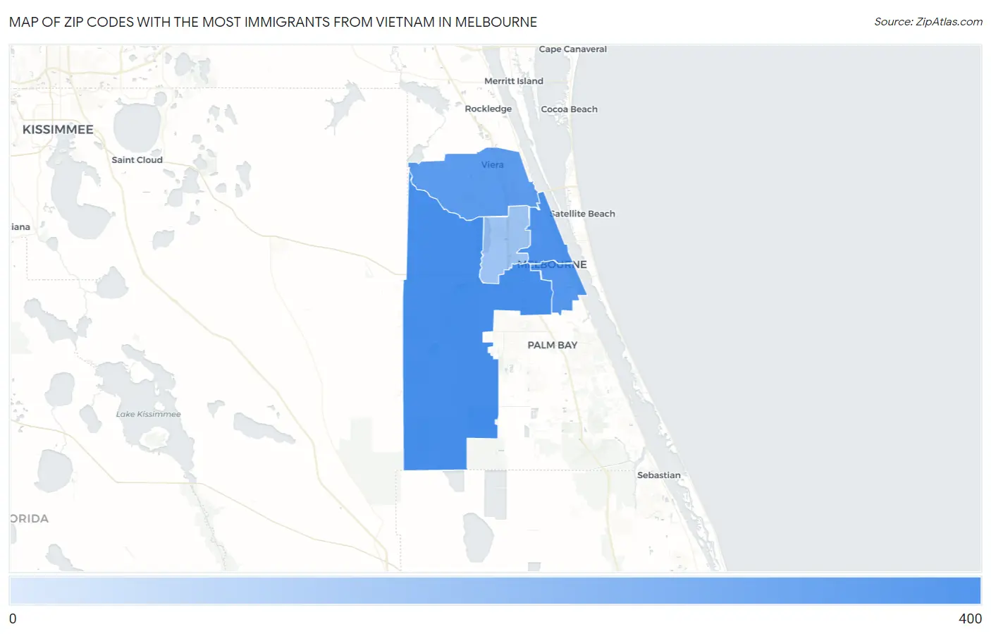 Zip Codes with the Most Immigrants from Vietnam in Melbourne Map